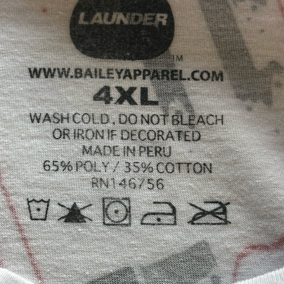 Launder Graphic Men's T-Shirt - Red and White Sz 4XL - Picture 6 of 6